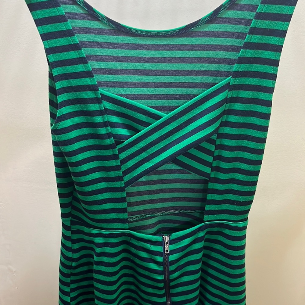 Pretty royal blue and green dress.